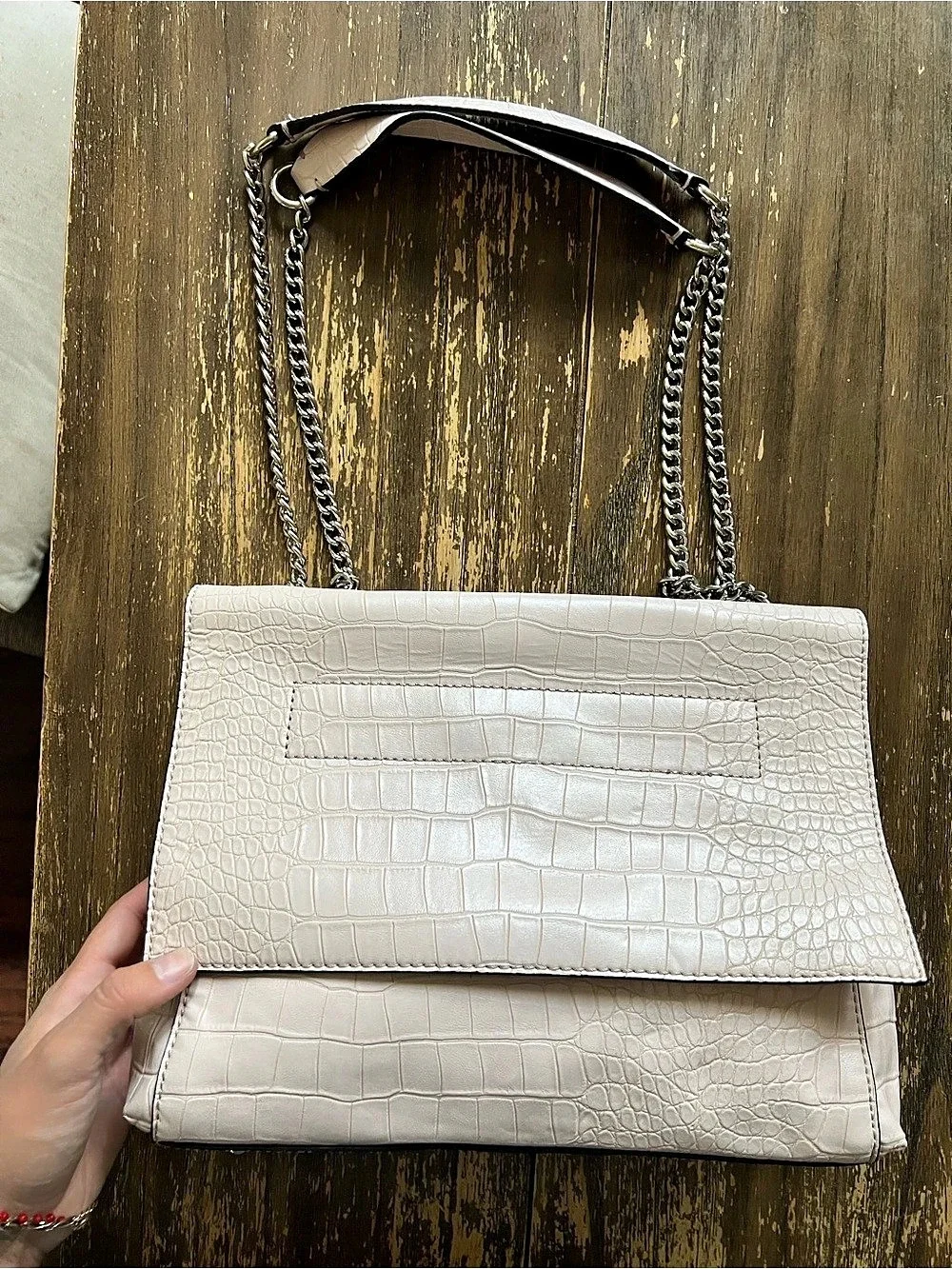 Guess Montreal Croc-Embossed Flap Shoulder Bag Pink
